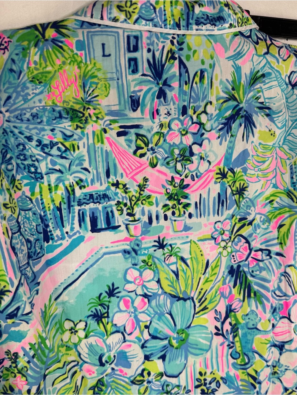 Lilly Pulitzer “Lilly’s House” Blue Floral Button-Front Pajama Top and Bottom XS - Picture 8 of 10